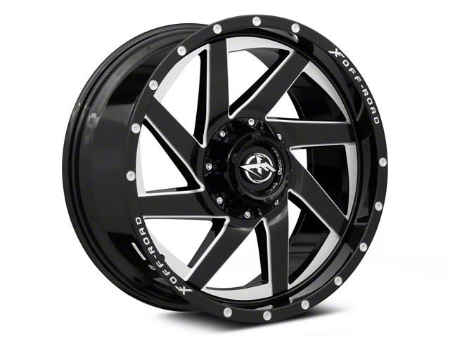 XF Offroad XF-205 Gloss Black Milled 6-Lug Wheel; 20x10; -12mm Offset (07-14 Tahoe)