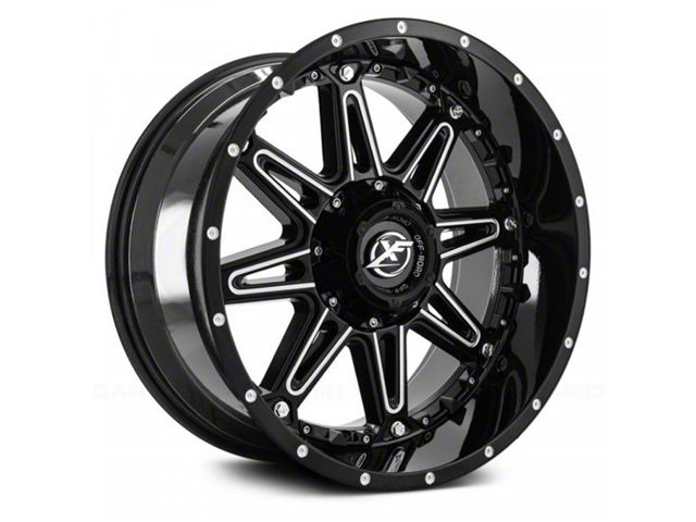 XF Offroad XF-217 Gloss Black Milled 6-Lug Wheel; 20x12; -44mm Offset (07-14 Tahoe)