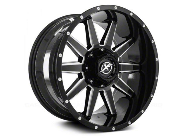 XF Offroad XF-219 Gloss Black Milled and Milled Dots 6-Lug Wheel; 17x9; 12mm Offset (07-14 Tahoe)