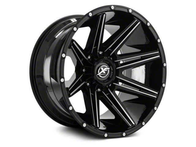 XF Offroad XF-220 Gloss Black Milled and Milled Dots 6-Lug Wheel; 17x9; 0mm Offset (07-14 Tahoe)