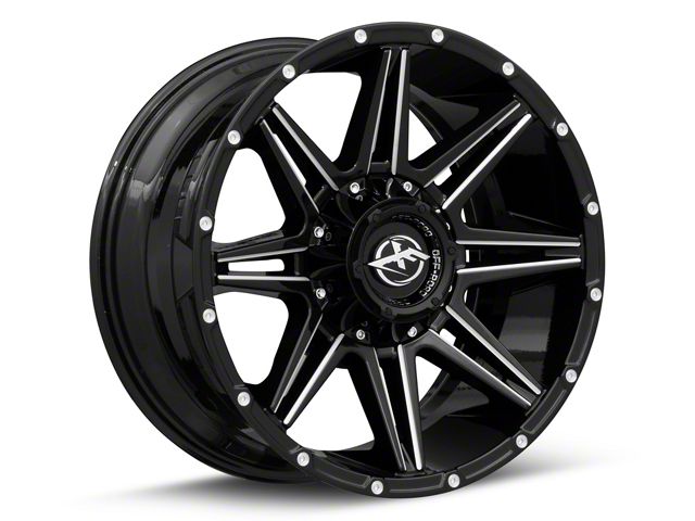 XF Offroad XF-220 Gloss Black Milled 6-Lug Wheel; 17x9; 0mm Offset (07-14 Tahoe)