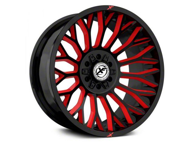 XF Offroad XF-237 Gloss Black with Red Windows 6-Lug Wheel; 20x10; -12mm Offset (07-14 Tahoe)
