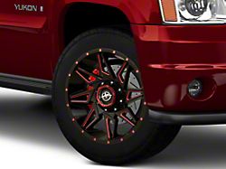 XF Offroad XF-218 Gloss Black Red Milled 6-Lug Wheel; 20x9; 12mm Offset (07-14 Yukon)