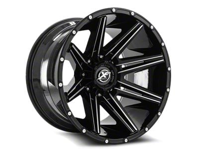 XF Offroad XF-220 Gloss Black and Milled 8-Lug Wheel; 22x10; -18mm Offset (08-10 F-250 Super Duty)