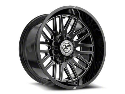 XF Offroad XF-240 Gloss Black and Milled 8-Lug Wheel; 24x14; -76mm Offset (08-10 F-250 Super Duty)