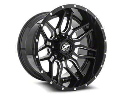 XF Offroad XF-222 Gloss Black and Milled 8-Lug Wheel; 20x12; -44mm Offset (08-10 F-350 Super Duty SRW)