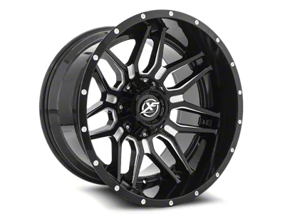 XF Offroad XF-222 Gloss Black and Milled 8-Lug Wheel; 22x12; -44mm Offset (08-10 F-350 Super Duty SRW)