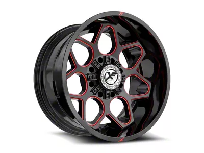 XF Offroad XF-233 Gloss Black and Red Milled 8-Lug Wheel; 20x10; -24mm Offset (08-10 F-350 Super Duty SRW)