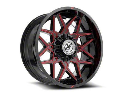 XF Offroad XF-238 Gloss Black and Red Milled 8-Lug Wheel; 20x10; -12mm Offset (08-10 F-350 Super Duty SRW)