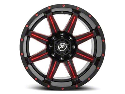 XF Offroad XF-215 Gloss Black Red Milled 6-Lug Wheel; 20x9; 12mm Offset (09-14 F-150)