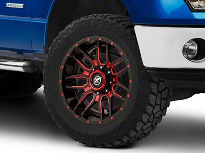 XF Offroad XF-222 Gloss Black Red Milled 6-Lug Wheel; 20x9; 12mm Offset (09-14 F-150)