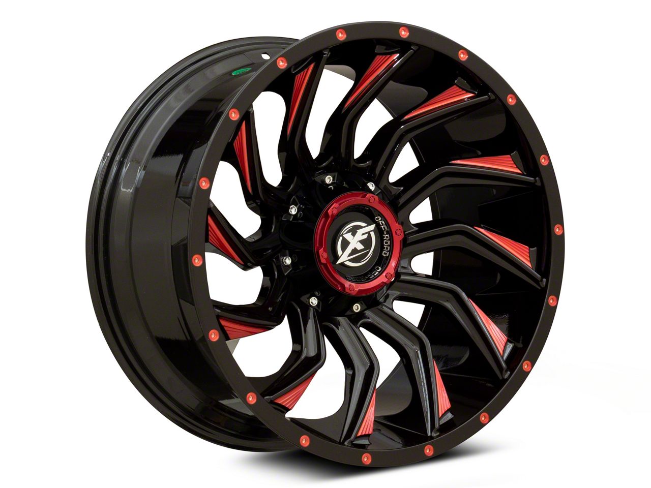 XF Offroad F-150 XF-224 Gloss Black Red Milled 6-Lug Wheel; 20x10