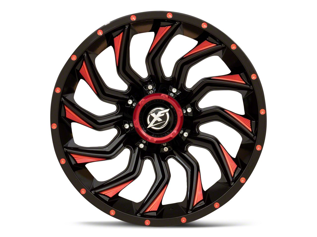 XF Offroad F-150 XF-224 Gloss Black Red Milled 6-Lug Wheel; 20x10