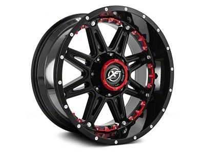 XF Offroad XF-217 Gloss Black with Red Inserts 5-Lug Wheel; 20x9; 12mm Offset (09-18 RAM 1500)
