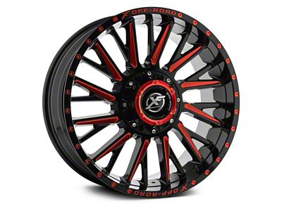XF Offroad XF-226 Gloss Black Red Milled 5-Lug Wheel; 20x9; 0mm Offset (09-18 RAM 1500)