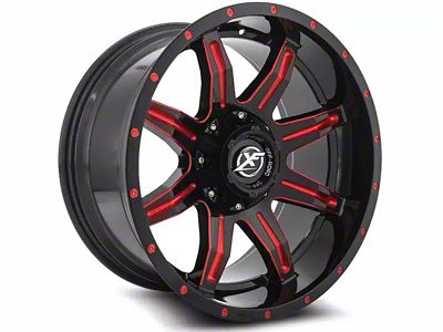 XF Offroad XF-215 Gloss Black Red Milled 6-Lug Wheel; 20x10; -12mm Offset (15-20 F-150)