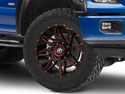 XF Offroad XF-218 Gloss Black Red Milled 6-Lug Wheel; 20x9; 12mm Offset (15-20 F-150)