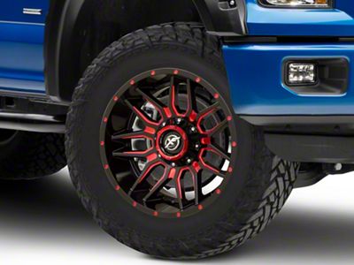 XF Offroad XF-222 Gloss Black Red Milled 6-Lug Wheel; 20x9; 12mm Offset (15-20 F-150)