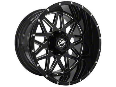 XF Offroad XF-211 Gloss Black Milled 8-Lug Wheel; 24x14; -76mm Offset (15-19 Sierra 3500 HD SRW)