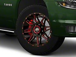 XF Offroad XF-218 Gloss Black Red Milled 6-Lug Wheel; 20x9; 12mm Offset (15-20 Tahoe)