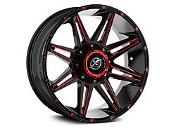 XF Offroad XF-220 Gloss Black Red Milled and Red Milled Dots 6-Lug Wheel; 18x9; 12mm Offset (15-20 Tahoe)