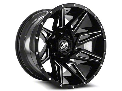 XF Offroad XF-218 Gloss Black Milled 8-Lug Wheel; 20x9; 12mm Offset (20-25 Sierra 2500 HD)