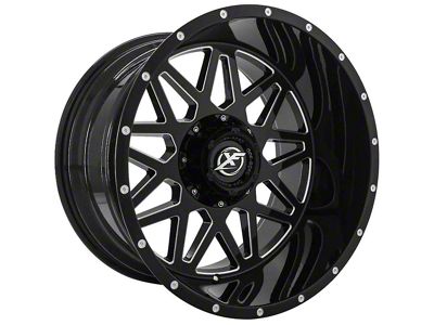 XF Offroad XF-211 Gloss Black Milled 8-Lug Wheel; 20x10; -12mm Offset (23-25 F-250 Super Duty)