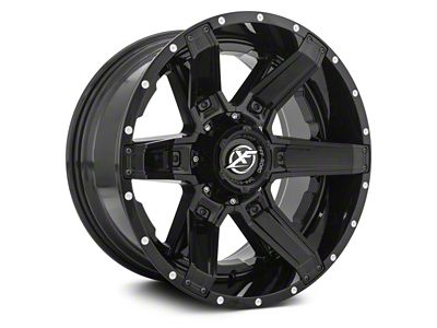XF Offroad XF-214 Gloss Black with Gloss Black Inserts 5-Lug Wheel; 22x12; -44mm Offset (94-01 RAM 1500)