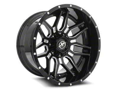 XF Offroad XF-222 Gloss Black and Milled 8-Lug Wheel; 22x12; -44mm Offset (99-07 F-250 Super Duty)