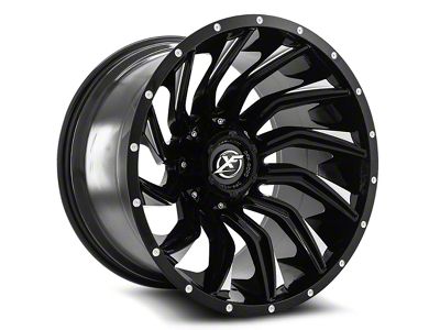 XF Offroad XF-224 Gloss Black and Milled 8-Lug Wheel; 28x14; -76mm Offset (99-07 F-250 Super Duty)