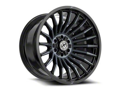 XF Offroad XF-231 Gloss Black and Machined Titanium Double Dark Tint 8-Lug Wheel; 24x12; -44mm Offset (99-07 F-250 Super Duty)