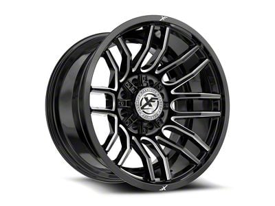 XF Offroad XF-232 Gloss Black and Milled 8-Lug Wheel; 22x12; -44mm Offset (99-07 F-250 Super Duty)