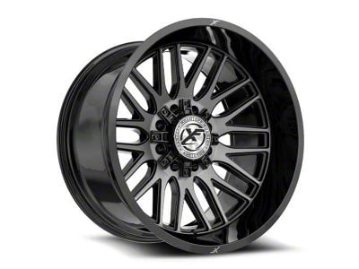 XF Offroad XF-240 Gloss Black and Brushed Double Dark Tint 8-Lug Wheel; 24x14; -76mm Offset (99-07 F-250 Super Duty)