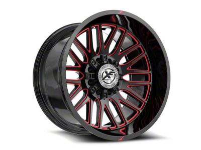 XF Offroad XF-240 Gloss Black and Red Milled 8-Lug Wheel; 24x14; -76mm Offset (99-07 F-250 Super Duty)