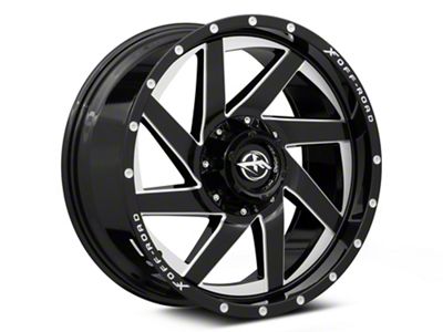 XF Offroad XF-205 Gloss Black Milled 6-Lug Wheel; 20x9; 0mm Offset (99-06 Sierra 1500)