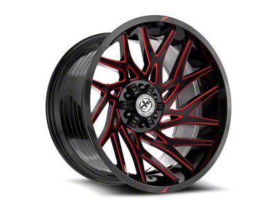 XF Offroad XF-229 Gloss Black and Red Milled 6-Lug Wheel; 24x12; -44mm Offset (23-26 Canyon)