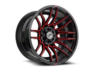 XF Offroad XF-232 Gloss Black and Red Milled 6-Lug Wheel; 24x14; -76mm Offset (23-26 Colorado)