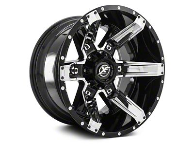 XF Offroad XF-214 Gloss Black with Chrome Inserts 5-Lug Wheel; 20x9; 0mm Offset (05-11 Dakota)