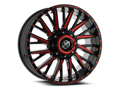 XF Offroad XF-226 Gloss Black and Red Milled 5-Lug Wheel; 20x10; -12mm Offset (05-11 Dakota)