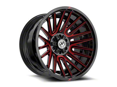 XF Offroad XF-234 Gloss Black and Red Machined 5-Lug Wheel; 20x10; -24mm Offset (05-11 Dakota)