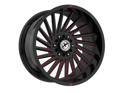 XF Offroad XF-239 Gloss Black and Red Milled 5-Lug Wheel; 20x10; -12mm Offset (05-11 Dakota)