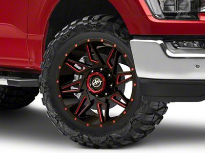 XF Offroad XF-218 Gloss Black Red Milled 6-Lug Wheel; 20x9; 12mm Offset (21-25 F-150)