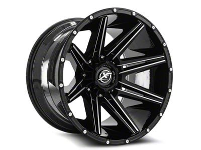 XF Offroad XF-220 Gloss Black and Milled 6-Lug Wheel; 22x10; -18mm Offset (09-14 F-150)