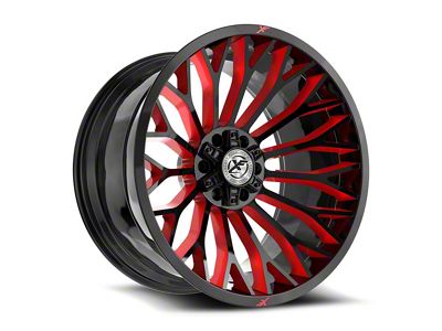XF Offroad XF-237 Gloss Black and Red Milled 6-Lug Wheel; 26x14; -76mm Offset (21-25 F-150)