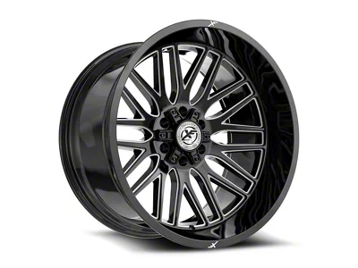 XF Offroad XF-240 Gloss Black and Milled 6-Lug Wheel; 22x10; -24mm Offset (21-25 F-150)