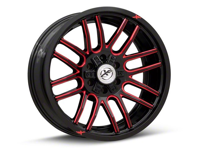 XF Offroad XF-232 Gloss Black Red Milled 6-Lug Wheel; 20x9; 0mm Offset (15-20 F-150)