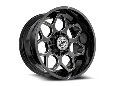 XF Offroad XF-233 Gloss Black and Milled 8-Lug Wheel; 20x12; -24mm Offset (17-22 F-250 Super Duty)