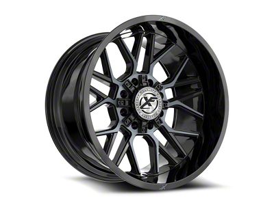 XF Offroad XF-235 Gloss Black and Machined Titanium Double Dark Tint 8-Lug Wheel; 20x10; -24mm Offset (23-25 F-250 Super Duty)