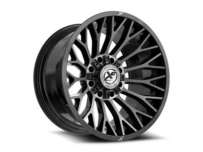 XF Offroad XF-237 Gloss Black and Brushed Double Dark Tint 8-Lug Wheel; 22x12; -44mm Offset (23-25 F-250 Super Duty)
