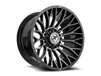XF Offroad XF-237 Gloss Black and Brushed Double Dark Tint 8-Lug Wheel; 24x12; -44mm Offset (17-22 F-250 Super Duty)
